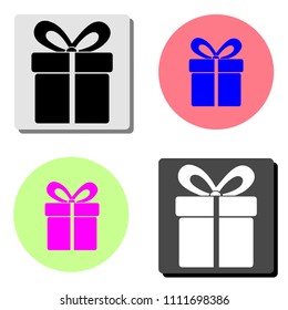 gift box. simple flat vector icon illustration on four different color backgrounds