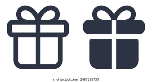 Gift or gift box simple icons set designed in filled, outline, line and stroke style