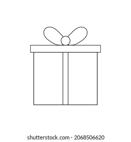 Gift box simple line art. Present vector.