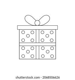 Gift box simple line art. Present vector.