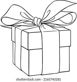 Gift Box simple line art. Vector illustration