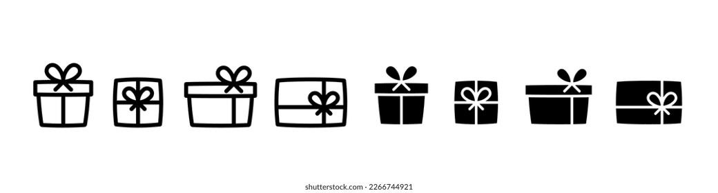 Conjunto de ilustraciones de línea simple de la caja de regalo