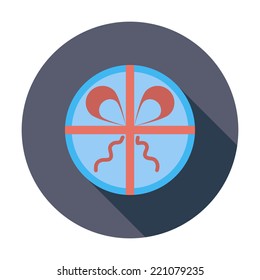 Gift box. Single flat color icon. Vector illustration.