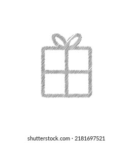 Gift box sketch vector icon. Festive package, wrapping with bow, ribbon
