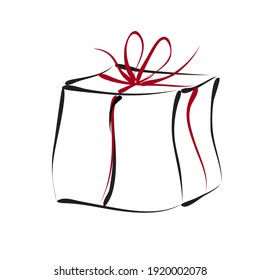 Gift box. Sketch. Vector illustration.