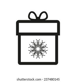 Gift box with snowflake icon. Present symbol. Flat. Vector illustration