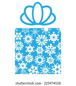 Gift box with snowflakes isolated on white background