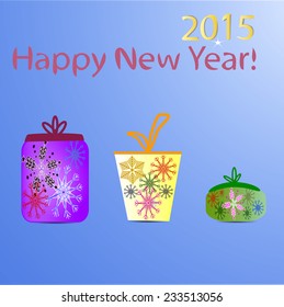 Gift box, snowflakes on the background, happy new year, holiday, packing.