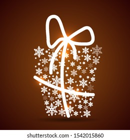 Gift box with snowflakes, vector art illustration.