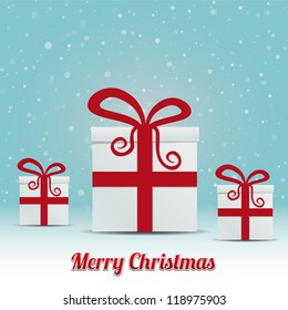 gift box snowy winter background merry christmas