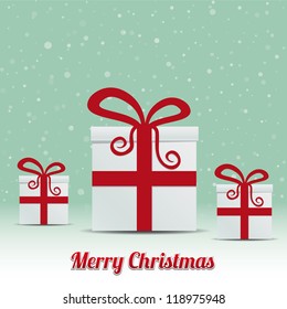 gift box snowy winter background merry christmas