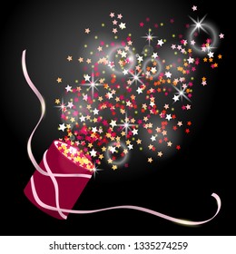 Gift box with sparkles and stars. shining light vector illustration