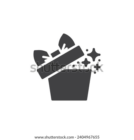 Gift box with stars vector icon. filled flat sign for mobile concept and web design. Surprise Box glyph icon. Symbol, logo illustration. Vector graphics
