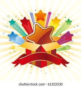 gift box and star,vector celebration background