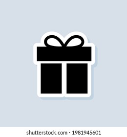 Etiqueta de la caja de regalo. Navidad de cumpleaños. Concepto de fiesta y celebración. Vector de fondo aislado. EPS 10.