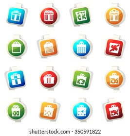Gift box stickers label icon set