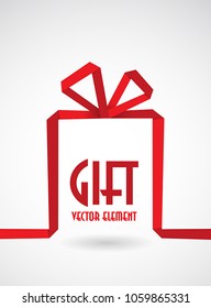 Gift box in the style of origami ribbon, vector illustration