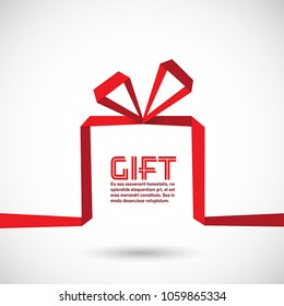 Gift box in the style of origami ribbon, vector illustration