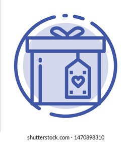 Gift Box, Box, Surprise, Delivery Blue Dotted Line Line Icon. Vector Icon Template background