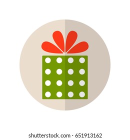 Gift box, surprise for holiday. Flat color icon, object for design, postcards, stickers.