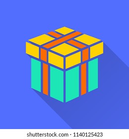 Gift box surprise icon. Birthday present, celebration symbol.
