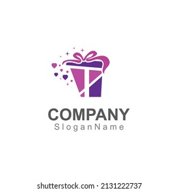 Gift box surprise logo design vector template Image 