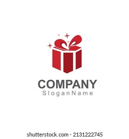 Modelo vectorial de diseño de logotipo sorpresa de caja de regalo Imagen 