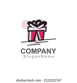 Modelo vectorial de diseño de logotipo sorpresa de caja de regalo Imagen 