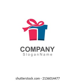 Gift box surprise logo design vector template Image art concept