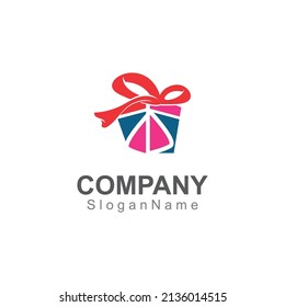 Gift box surprise logo design vector template Image art concept