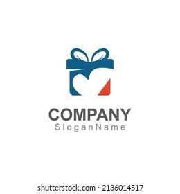 Gift box surprise logo design vector template Image art concept