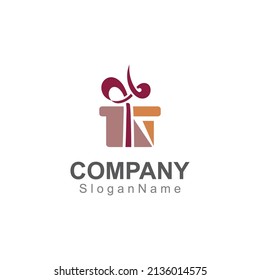 Gift box surprise logo design vector template Image art concept