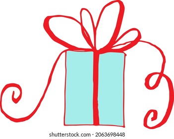 gift box surprise with ribbon bow vector isolated illustration hand drawing. Picture for the holiday, postcards, web pages