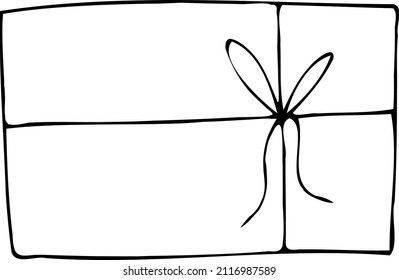 Geschenkbox Überraschung mit Bänderbogen-Vektorgrafik einzelne Illustration Handzeichnung.