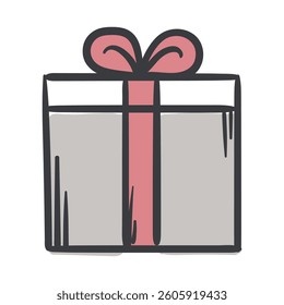 Gift box. Surprise. Shopping and purchases. Hand-drawn vector illustration isolated on white background. Image for icon, print, banner
