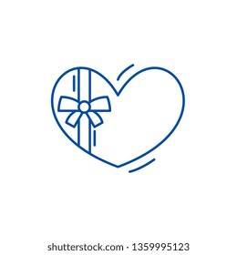 Gift box of sweets line icon concept. Gift box of sweets flat  vector symbol, sign, outline illustration.