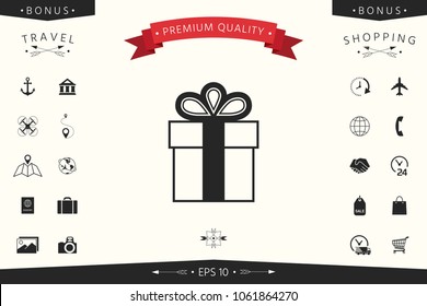 Gift box symbol icon.