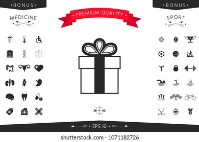 Gift box symbol icon.