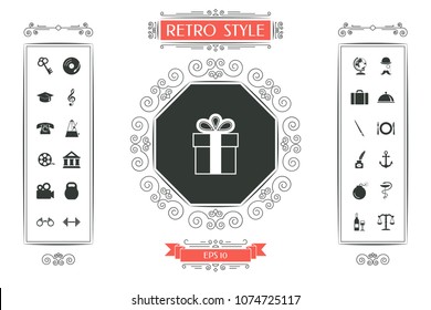 Gift box symbol icon.