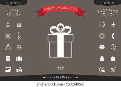 Gift box symbol icon.