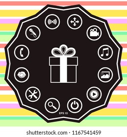 Gift box symbol icon.