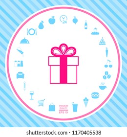 Gift box symbol icon.
