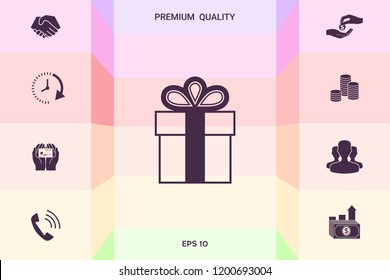 Gift box symbol icon.