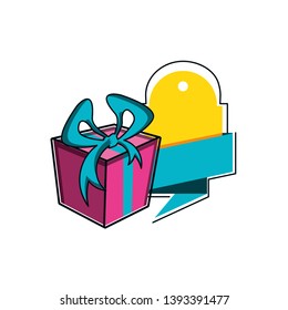 gift box with tag commercial and ribbon