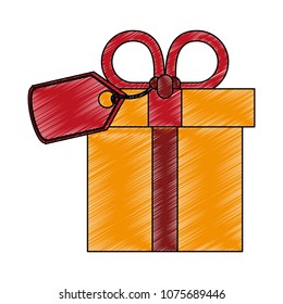 Gift box with tag price scribble
