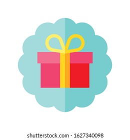 Gift box tag vector illustration, flat design icon