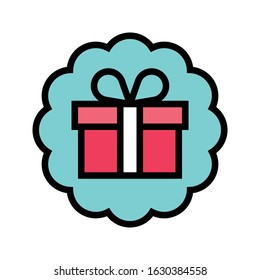 Gift box tag vector illustration, filled design icon