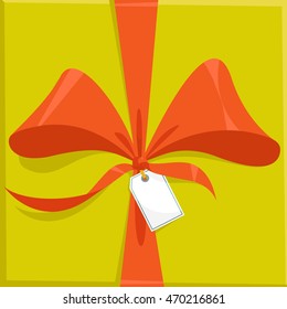 Gift box with a gift tag. Vector illustration 
