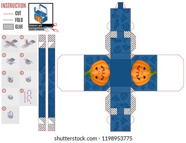 gift box template for halloween with evil pumpkin
.vector stock illustration