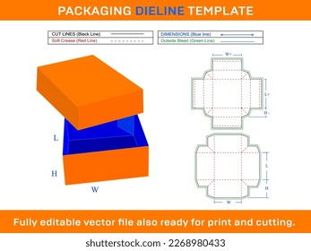 Gift Box Template, With Lid Dieline Template SVG, Ai, EPS, PDF, JPEG, PNG files svg